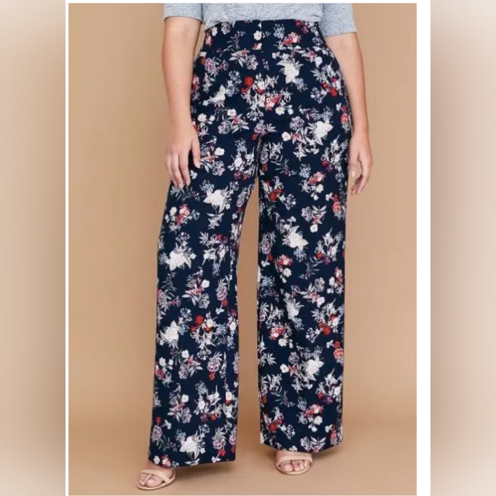 Lane Bryant Allie Floral Wide Leg Pant Size 14